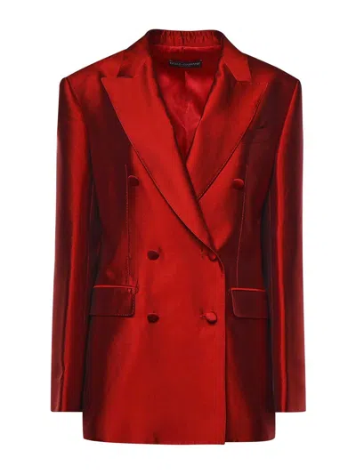 Dolce & Gabbana Double-breasted Mikado Jacket In Red