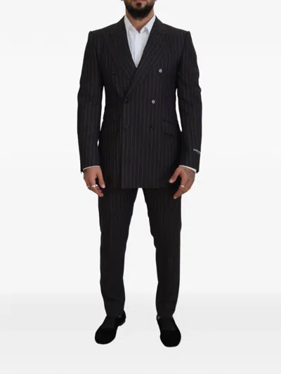 Dolce & Gabbana Double-breasted Pinstripe Suit In Black
