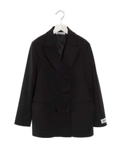 Dolce & Gabbana Kids' Double-breasted Silk Blazer In Black