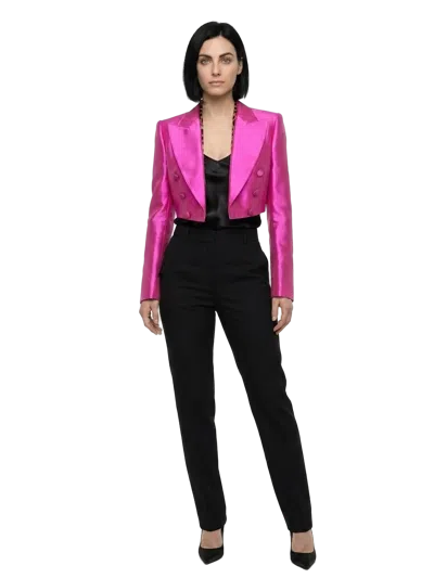 Dolce & Gabbana Double-breasted Silk Blazer In Pink