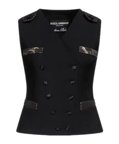 Dolce & Gabbana Doublebreasted Sleeveless Jacket In Black