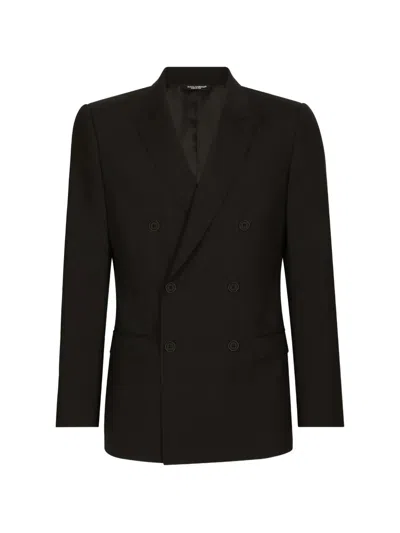 Dolce & Gabbana Double-breasted Stretch Wool Martini-fit Suit In Black
