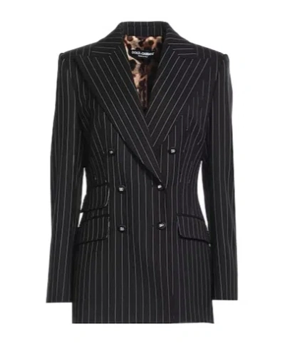 Dolce & Gabbana Doublebreasted Striped Blazer In Black