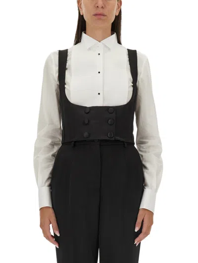 Dolce & Gabbana Double-breasted Duchesse Tuxedo Vest In Black