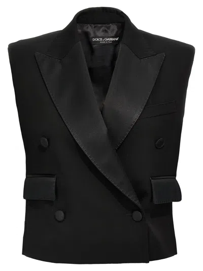 Dolce & Gabbana Double-breasted Tuxedo Vest In Black