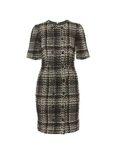 Pre-owned Dolce & Gabbana Double-breasted Tweed Mini Dress In Black