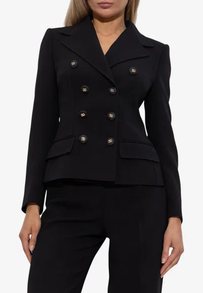 Dolce & Gabbana Double-breasted Wool Blazer In Black