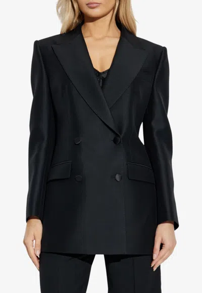Dolce & Gabbana Double-breasted Wool Blazer In Black