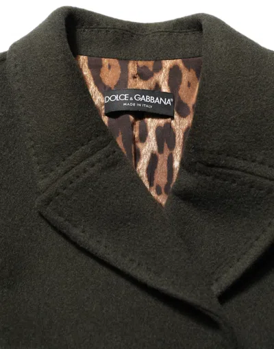 Dolce & Gabbana Double-breasted Wool Blend Coat In Green