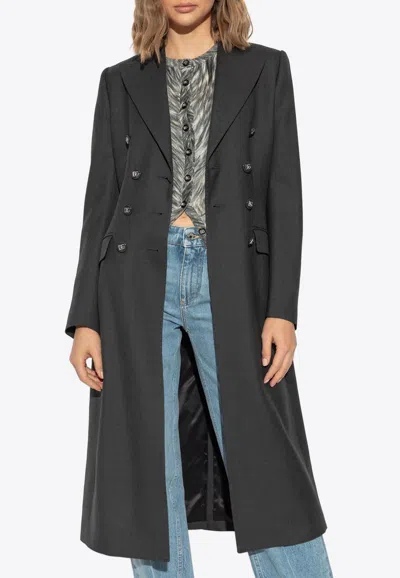 Dolce & Gabbana Double-breasted Wool Coat In Black
