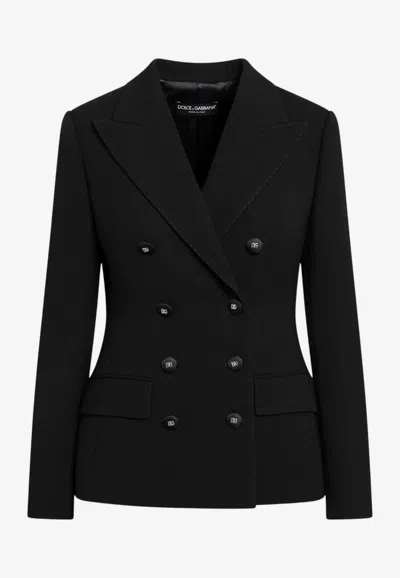 Dolce & Gabbana Double-breasted Wool Jacket In Blue