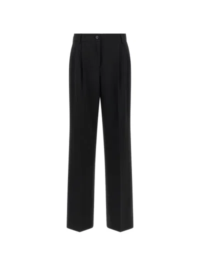 Dolce & Gabbana Double-pleat Flared Trousers In Black