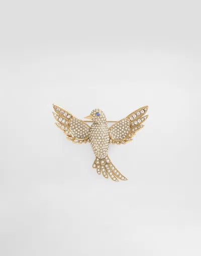 Dolce & Gabbana Dove Brooch In Gold