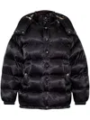Dolce & Gabbana Dg Logo Print Down Hooded Jacket In Black