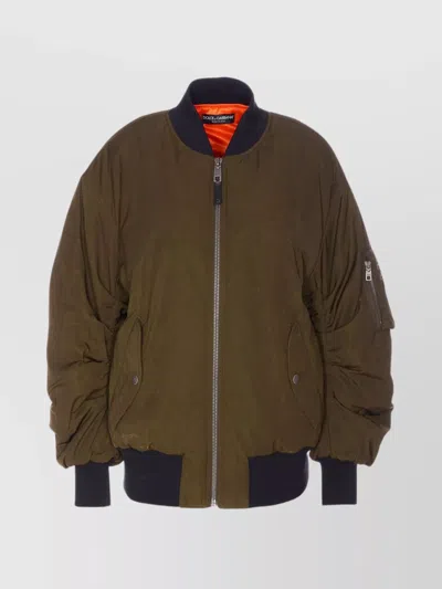 DOLCE & GABBANA DOWN JACKET WITH CREWNECK AND POCKETS