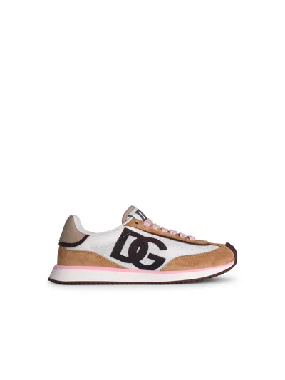 Dolce & Gabbana Dragon' Beige Suede Blend Sneakers In Purple