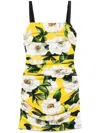 Dolce & Gabbana Drape Dress In Yellow