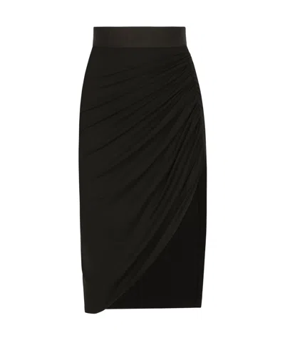 Dolce & Gabbana Draped Asymmetric Miniskirt In Black