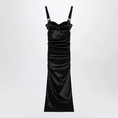 Dolce & Gabbana Draped Dress With Bra Detail In Black