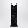 Dolce & Gabbana Draped Black Dress With Bra Detail In Black