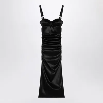DOLCE & GABBANA DRAPED BLACK DRESS WITH BRA DETAIL