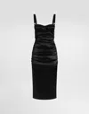 Dolce & Gabbana Draped Calf-length Dress With Bra-style Detailing In Black