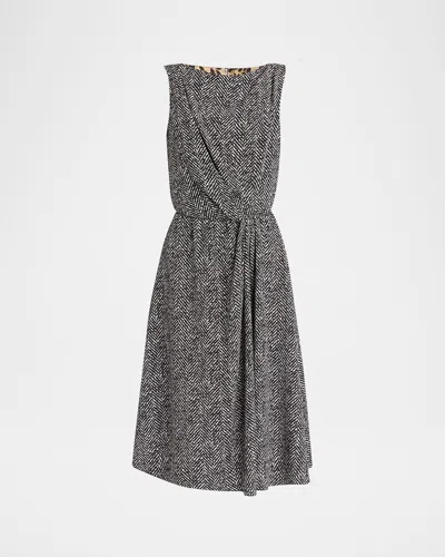 DOLCE & GABBANA DRAPED CHEVRON CREPE MIDI DRESS