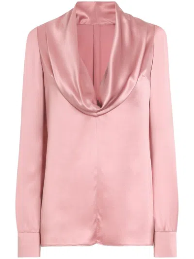 DOLCE & GABBANA DOLCE & GABBANA DRAPED COWL NECK SILK BLOUSE