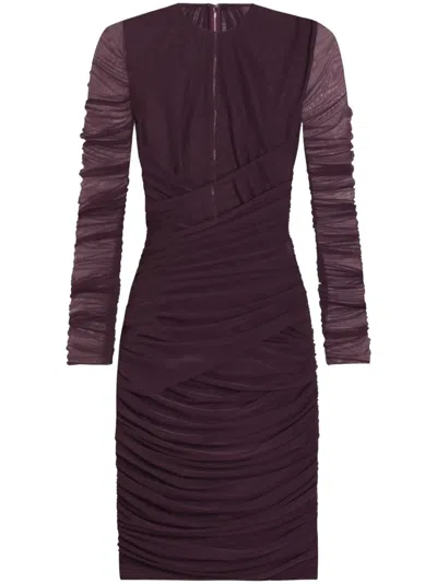 Dolce & Gabbana Short Light Tulle Dress With Draping In Purple