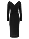 Dolce & Gabbana Draped V-neckline Midi Length Dress In Black
