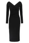 Dolce & Gabbana Draped V-neckline Midi Length Dress In Black