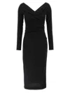 Dolce & Gabbana Draped V-neckline Midi Length Dress In Black