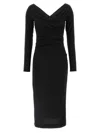 Dolce & Gabbana Draped V-neckline Midi Length Dress In Black