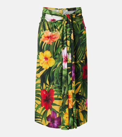Dolce & Gabbana Draped Floral Midi Skirt In Multi