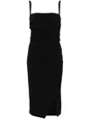 Dolce & Gabbana Draped Midi Dress In Black
