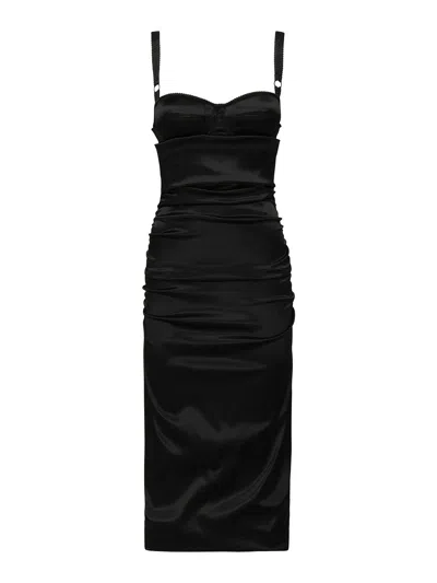 DOLCE & GABBANA DRAPED MIDI DRESS