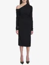 Dolce & Gabbana One-shoulder Long-sleeve Gathered Organza Midi Dress In Black