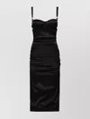 Dolce & Gabbana Silk Blend Dress Spaghetti Straps In Black