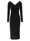 Dolce & Gabbana Draped V-neckline Midi Length Dress In Black