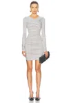 Dolce & Gabbana Draped Wool-jersey Mini Dress In Grey & Light Blue