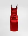 Dolce & Gabbana Red Dress With Bustier Design And Ruffled Details In Fabric Woman In Bordeaux