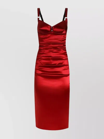 DOLCE & GABBANA DRAPED SATIN MIDI DRESS
