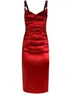 Dolce & Gabbana Red Dress With Bustier Design And Ruffled Details In Fabric Woman In Red