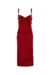 Dolce & Gabbana Longuette Dress With Cone Cups In Burgundy