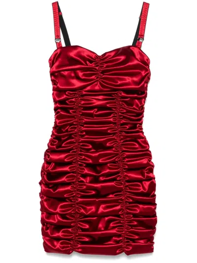 Dolce & Gabbana Draped Satin Minidress In Red