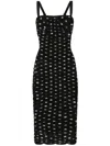 Dolce & Gabbana Draped Sheath Dress In Polka Dot Print Tulle In Black