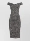 Dolce & Gabbana Draped Silk Dress Bandeau Neckline In Gray