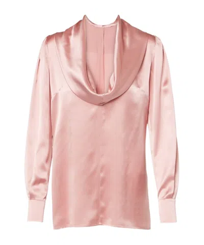 Dolce & Gabbana Draped Silk Satin Blouse In Pink