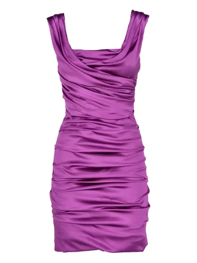 Pre-owned Dolce & Gabbana Draped Sleeveless Mini Dress In Purple