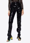 Dolce & Gabbana Draped Straight-leg Vinyl Pants In Black